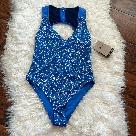 Nike Women's Water Dots Keyhole Back One Piece Swimsuit Pacific Blue Size Small - Picture 6 of 14